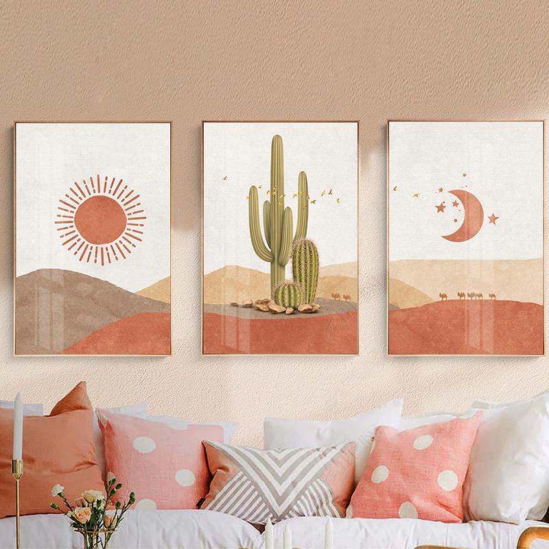 

Sun Moon Cactus Dayan Desert Landscape Poster Wall Art Print Canvas Painting Nordic Modern Home Decor Picture For Living Room