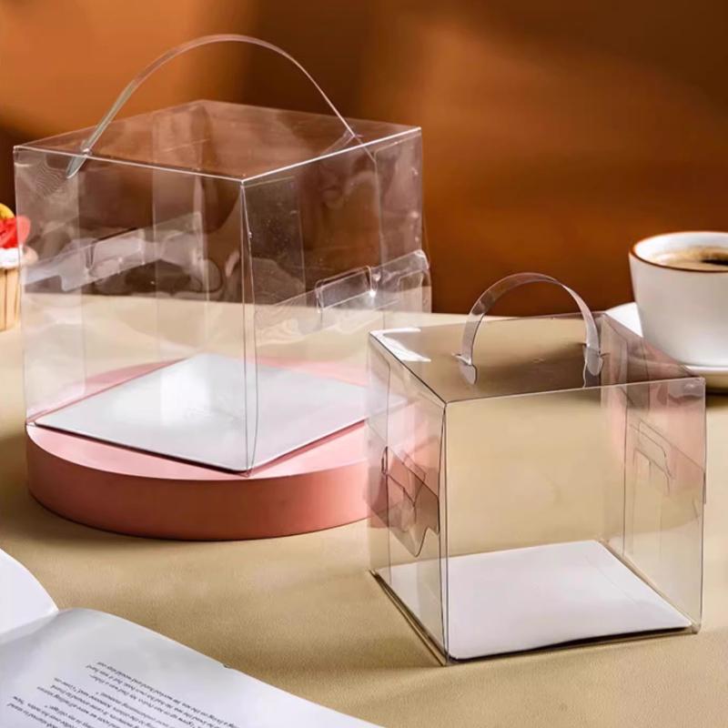 Highly Transparent Hand-held Cake Box Puff Thousand Layer Packaging Box Multi Functional Disposable Portable Dessert Casket Multi-specification