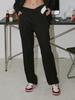 Seutyu [Italy Fabric]Black Wool Unbalance Pants