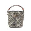 New Mini T Monogram Logo Jacquard Drawstring Closure Cotton Bucket Bag Women Bags Navy-Blue 166415-405