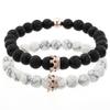 Fashion Versatile Energy Stone Turquoise Braided High Crown White Diamond Mixed Wear Small Crown Set Bracelet Bracelet