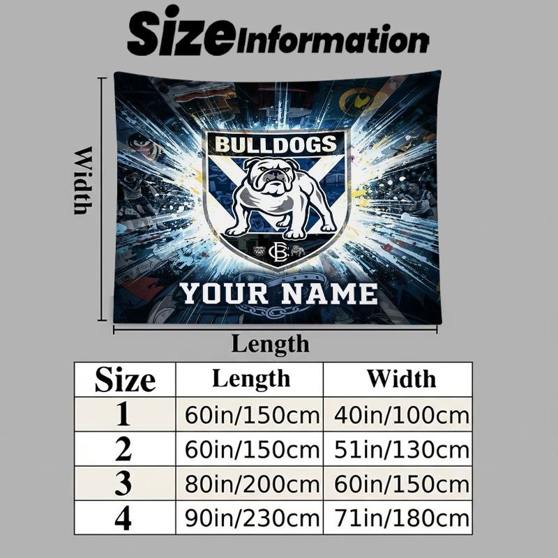 Custom Name Bulldogs Printed Tapestry – Wall Hanging for Bedrooms, Dorms, and Home Decor