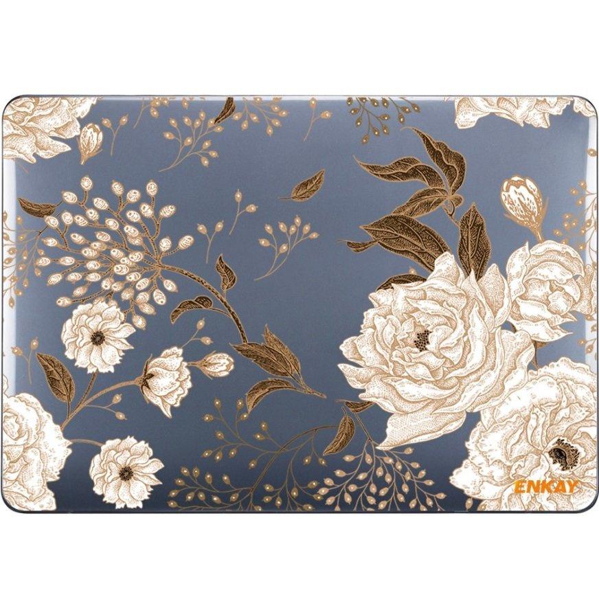 ENKAY HardShell Case for MacBook Air 13 A2337 M1 A2179 A1932, Gold Flowers