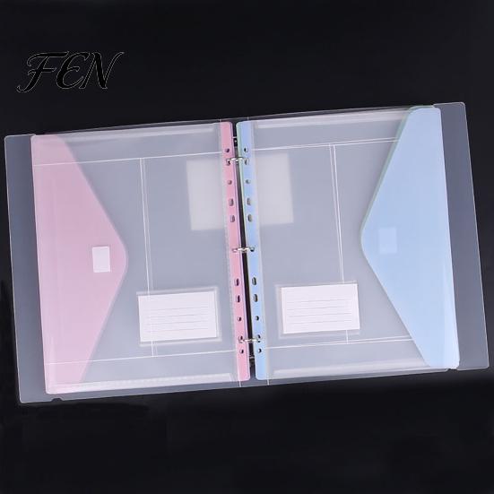 Light Purple File Bag 11 Hole Expandable Binder Folders for 2/3/4 Ring Document Pouch, Plastic Envelopes Pink Folder Pocket with Snap Button & Label,