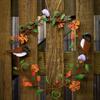 Wreath Flower with Birds Door Decorations Round Metal Bird Silhouette Wall Decor