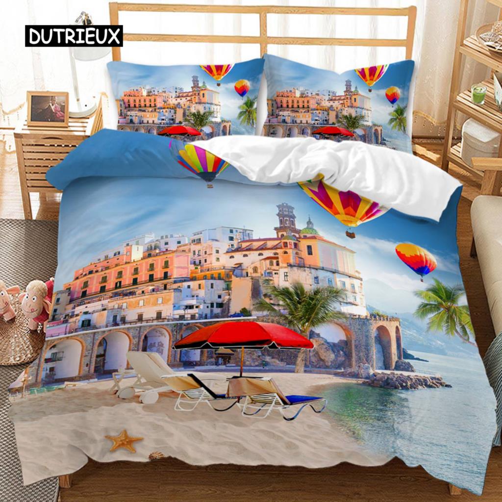 Urban Scenery Duvet Cover Castle Bike Retro Building Traditional British Culture Double Queen King Size Polyester Qulit Cover