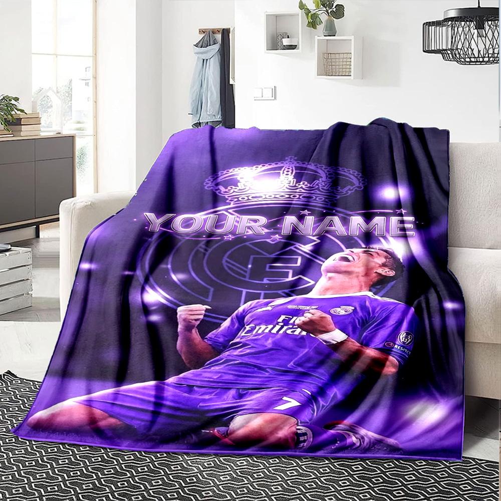 Cristiano Ronaldo (152) Personalized Name Blanket Multi-purpose Personalized Blanket Soft Warm Cozy Perfect for Livingroom Sofa Home Decor Picnics