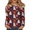 Langarmshirts Für Damen Niedliche Halloween-Print Grafik-T-Shirts Blusen Lässig Große Größen Basis-Oberteile Pullover