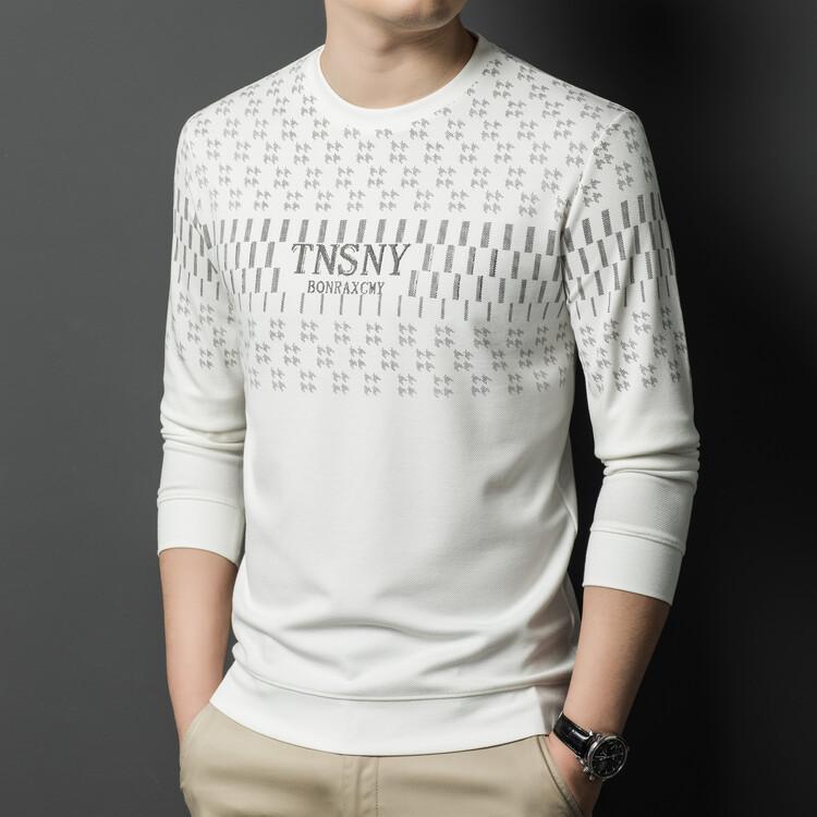 Autumn Crew Neck Long Sleeve Hoodie Printed Middle-Aged & Young T-Shirt Top M
