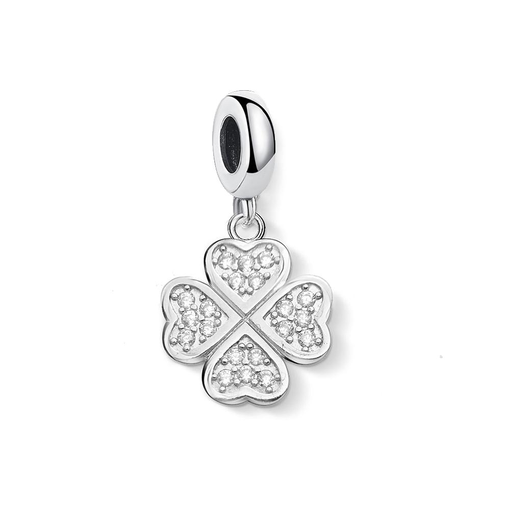 

Pure 925 Silver Cloverleaf Pave Pendant Charm For Women Men New Fashion Lucky Jewelry