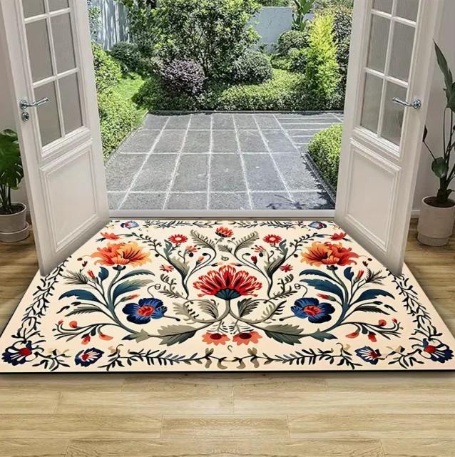 Vibrant Spring Floral Printed Door Mat Soft Perfect for Entrance Living Room Bedroom Bathroom Kitchen and Laundry Home Decor Mat