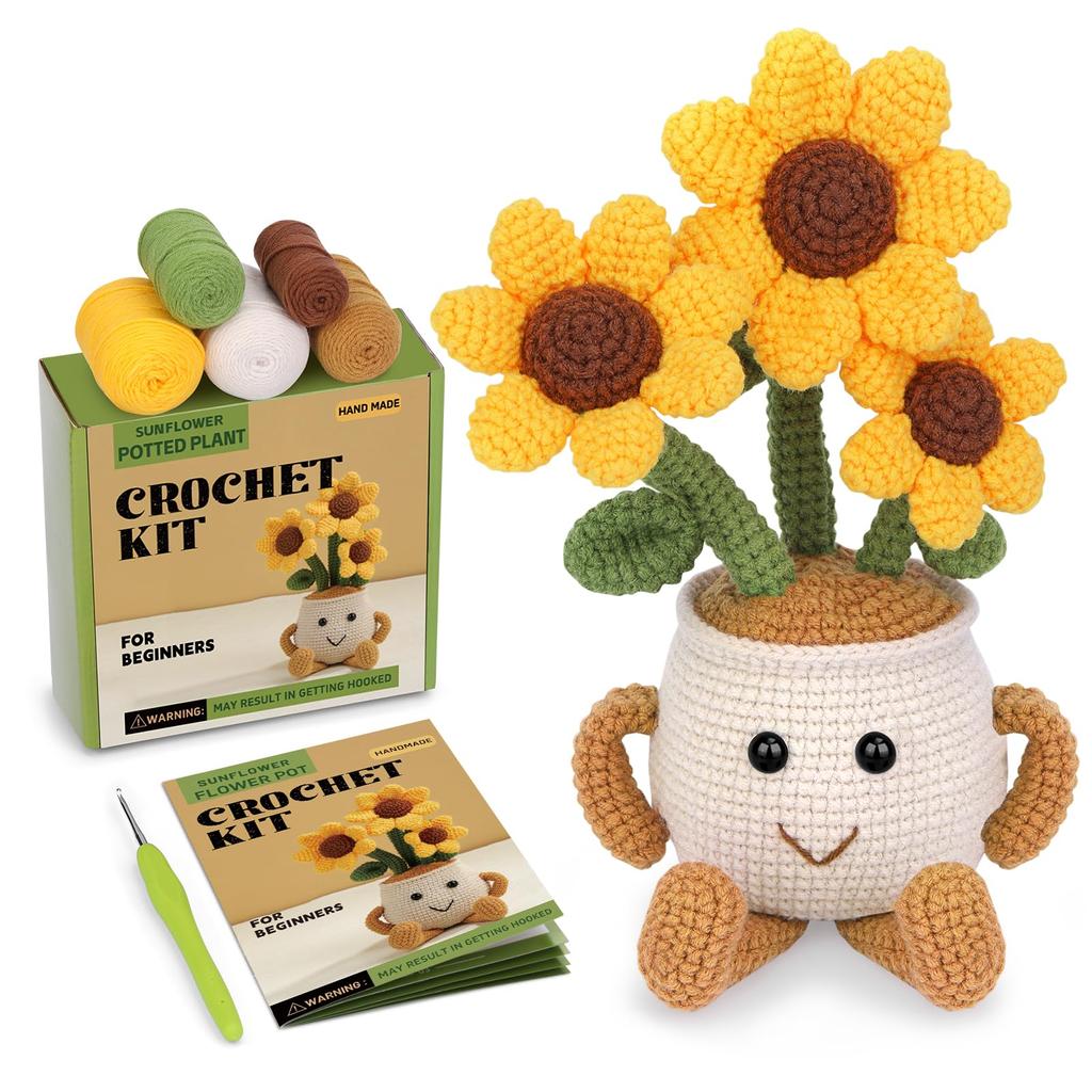 Fenrry Crochet Kit Knitting Kit with Step-by-Step Video Tutorials Easy Crochet Kit for Beginner Adults Decoration DIY Craft