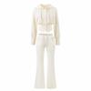 2026 Women's Chic Waist-Cinching Diamond Hooded Cardigan & Micro-Flare Pants Set