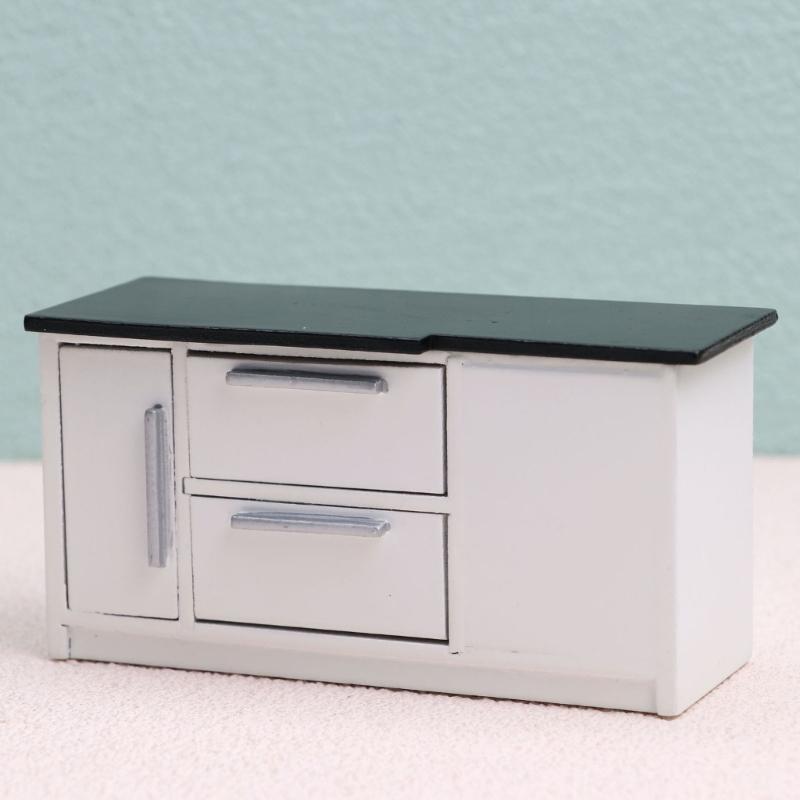 1:12 Scale Dollhouse Kitchen Cabinet DIY Miniature Dolls House Furniture Cupboard Crafts Sink Stove Accessory Toy