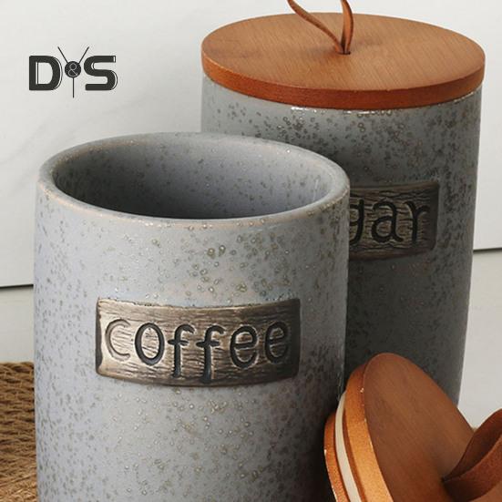 Ceramic Sugar Bowl Sealed Storage Tank with Lid Food Grade BPA Free Large Capacity Coffee Bean Sugar Container Holder