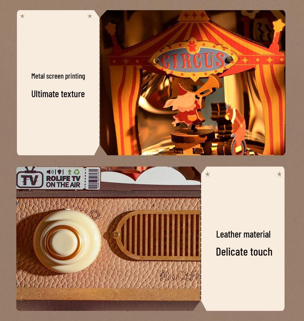 Ruotai Vintage Pozytywka DIY Puzzle 3D - Kreatywna Zabawka dla Dzieci i Prezent Urodzinowy