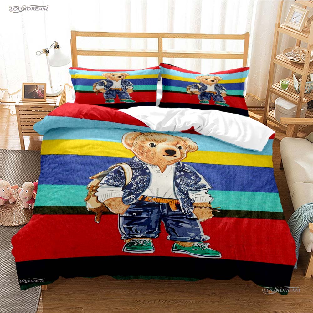 Fashion Bear Casal All Season Duvet Cover Comforter Bedding Set Soft Quilt Cover and Pillowcases Teens Single/Double/Queen/King