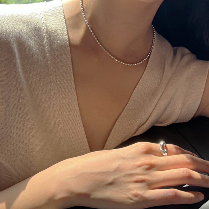 LAYOVV [Silver925] Heart Toggle Silver Ball Choker Necklace