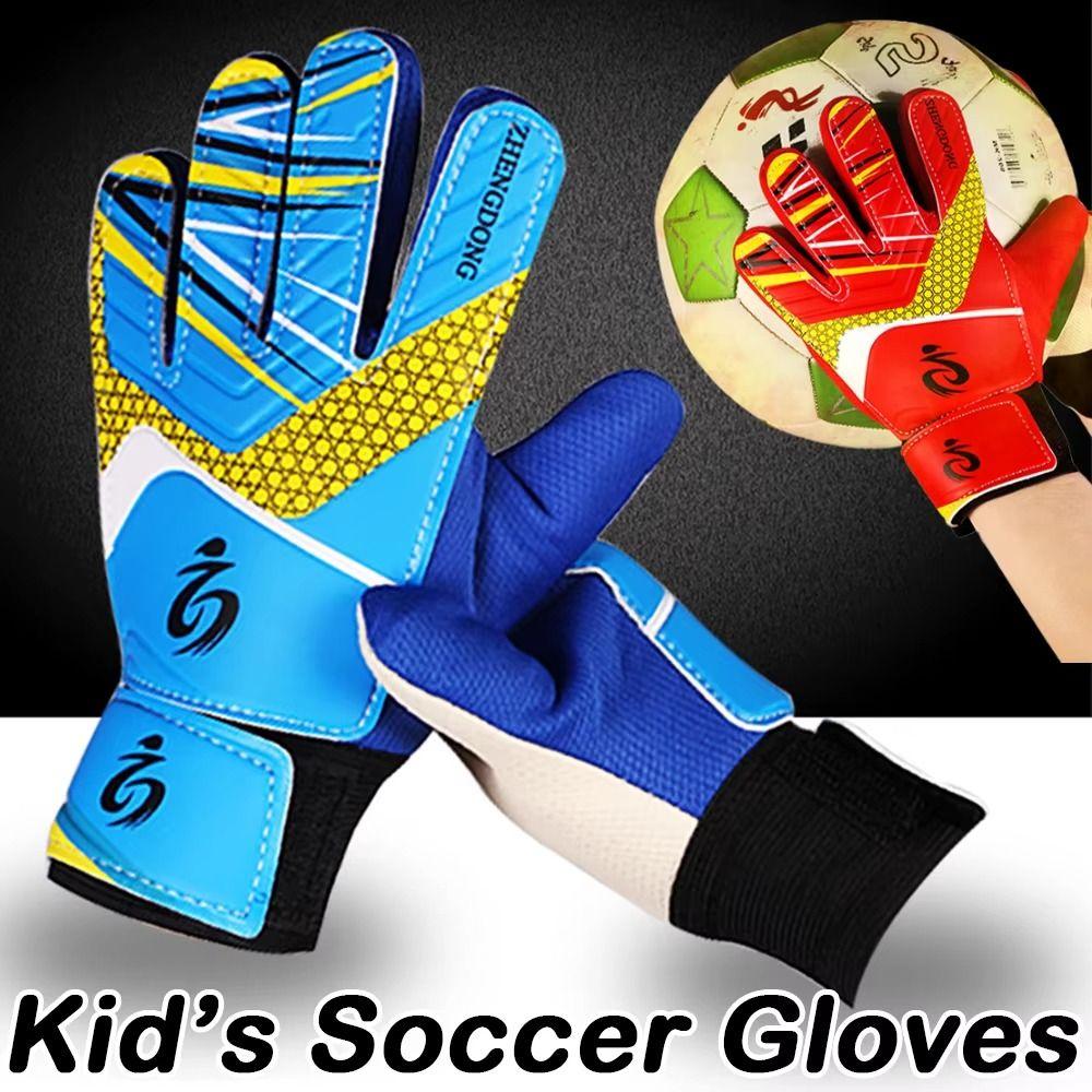 1 Pair Cushioning Kids Goalie Gloves Finger Protection Goalkeeper Gloves 5-16 Years Old Kids