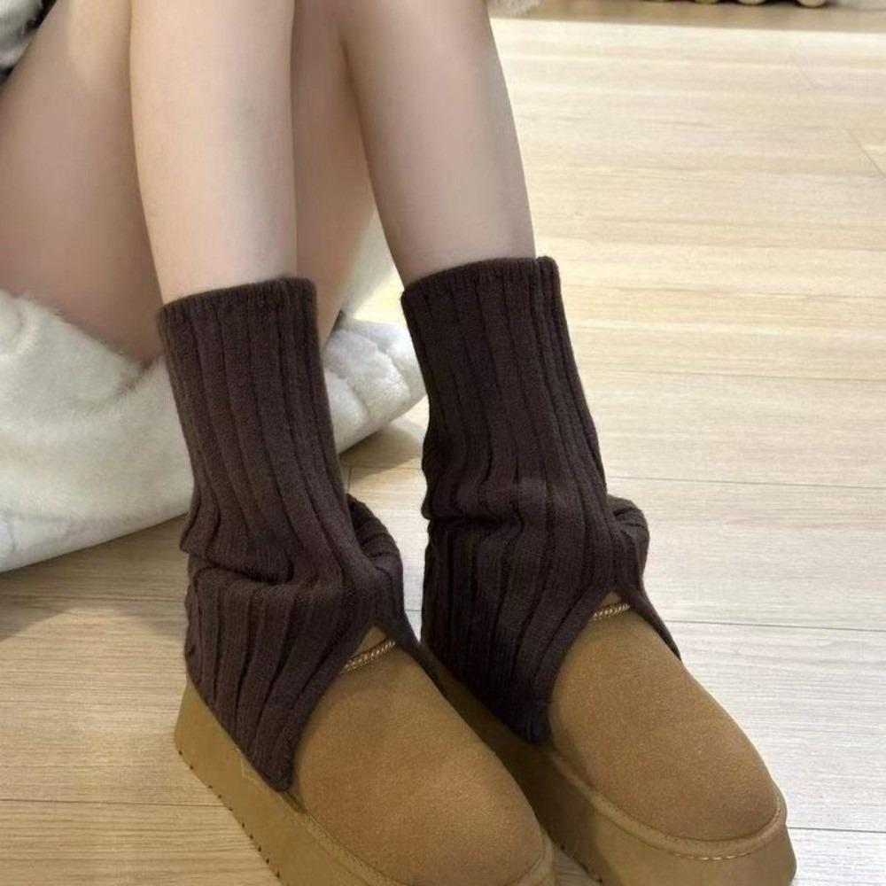 Women Knit Leg Warmers Fall Winter Ribbed Boot Cuffs Slouchy Slouchy Mid-Calf Socks Daily Wear