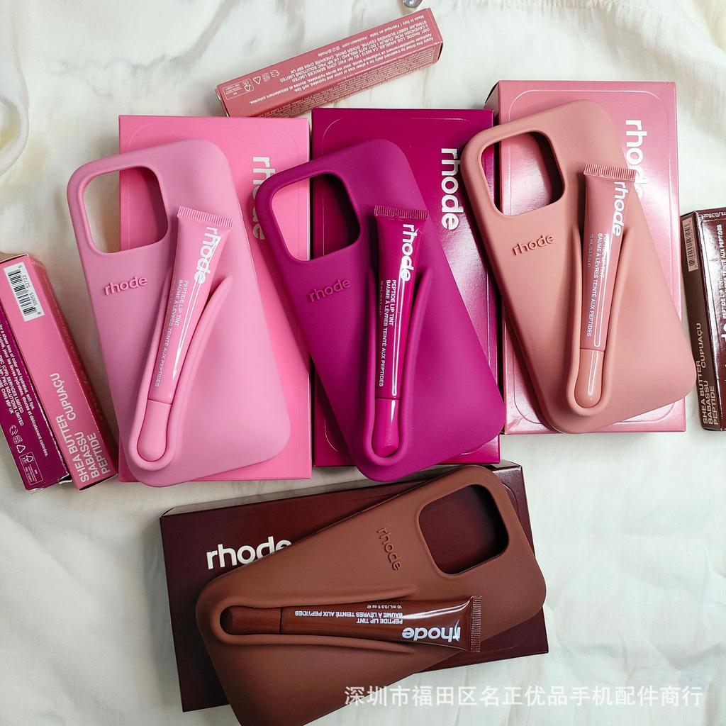 Case for iPhone 17 Pro Max, Rhode Lip Balm Design, Hailey Ribbon New Color, Silicone Drop Protection Cover