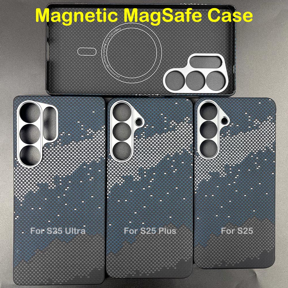 Carbon Fiber Case For Samsung Galaxy S25 Ultra/S25+/S25/S25 Edge Lens Camera Protection Aramid Fiber Cover Lightweight Slim Case