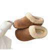 Women's Retro Lightweight and Comfortable Non-slip Heightening Winter Warm Plush Lining Non-slip Durable Casual Cotton One-step Half Slippers
