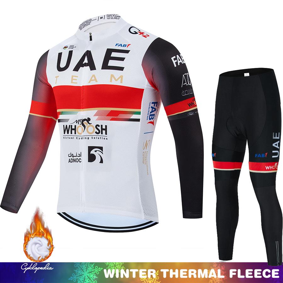 Fleece Jersey Cycling UAE Bike Thermal Clothing Men 2026 Men's Pants Winter Suit Man Biking Clothes Cycle Retro Mens Set Bib Mtb