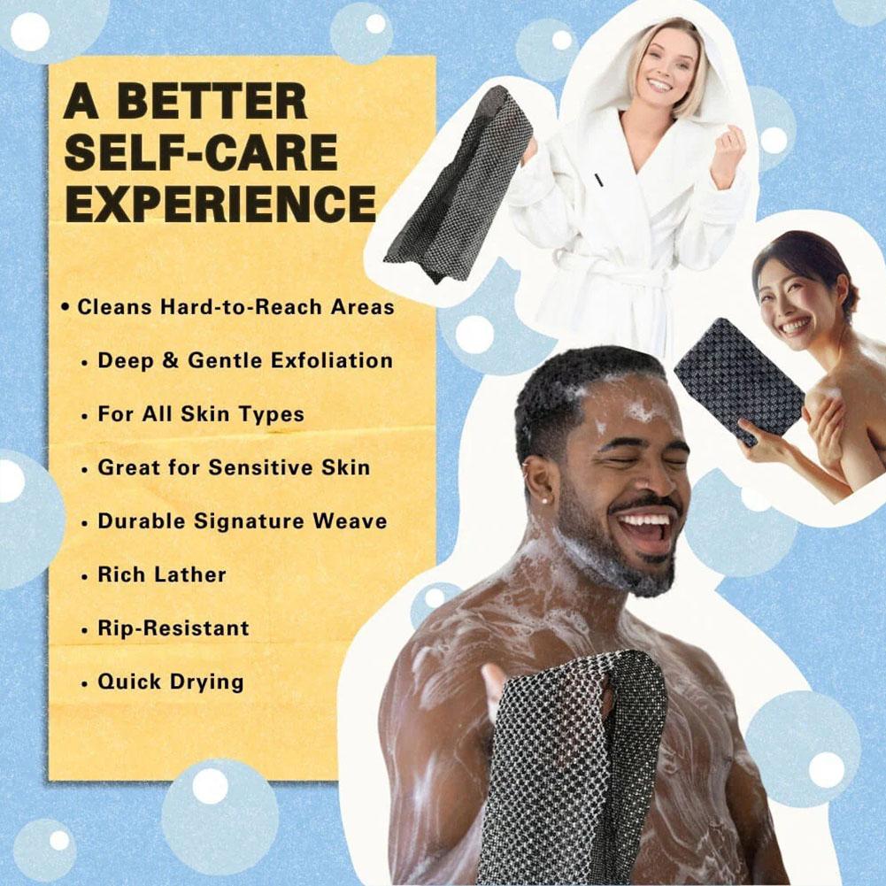 Back Scrubbing Towel Dual Sided Durable Exfoliating Body Towel Back Strap Unisex Detox Mud Back Scrub 1* Extended Bathing Towel