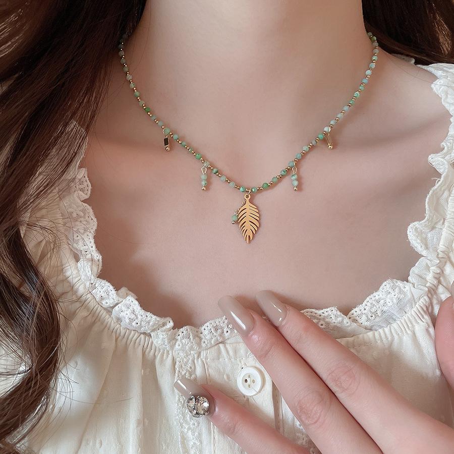 Summer Color Stars Beaded Pendant Necklace Female Sweet Small Fresh Clavicle Chain Vacation Style Niche Versatile Necklace