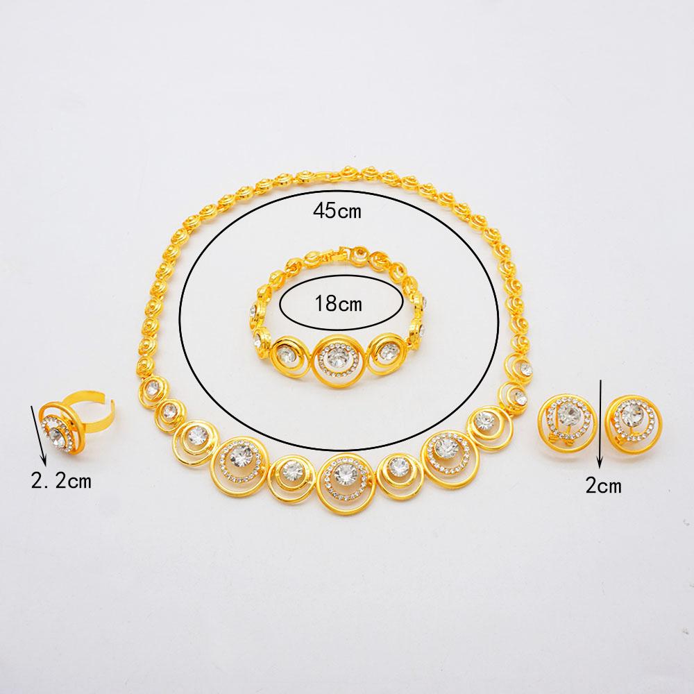 Dubai Vintage Style Crystal Necklace For Women Charm Earrings Bracelets Rings For Women Banquet Wedding Jewelry Party Gift