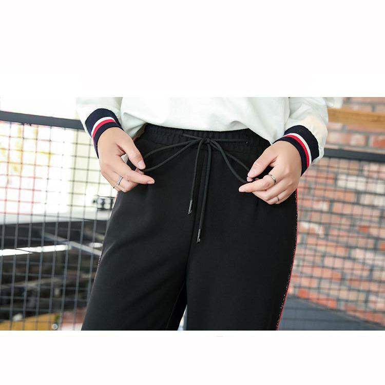 Spring Autumn Women's Student Wide Leg Straight Pants High Waisted Loose Thin Elastic Waist Trousers