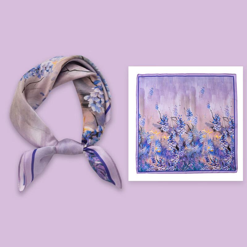 Damska jedwabna kwadratowa chusta DayApril z jedwabiu morwowego 53x53cm