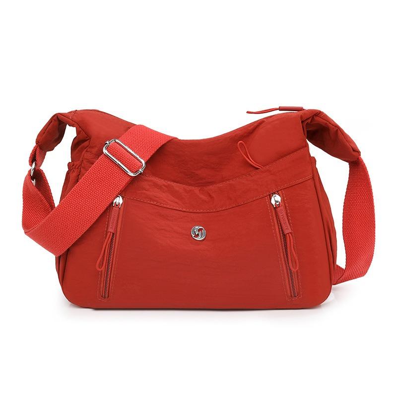 Textured shoulder bag simple and lightweight large-capacity nylon messenger bag fashionable solid color casual commuter bag women