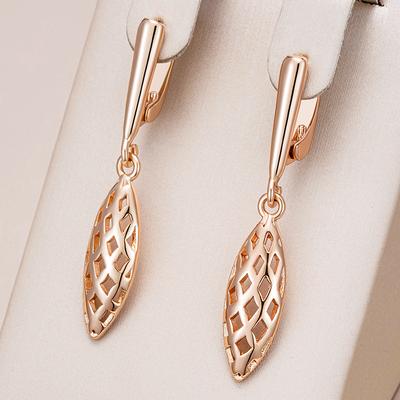 Simple Glossy Dangle Earrings For Women Fashion  Rose Gold Color Accessories High Quality Daily Fine Jewelry