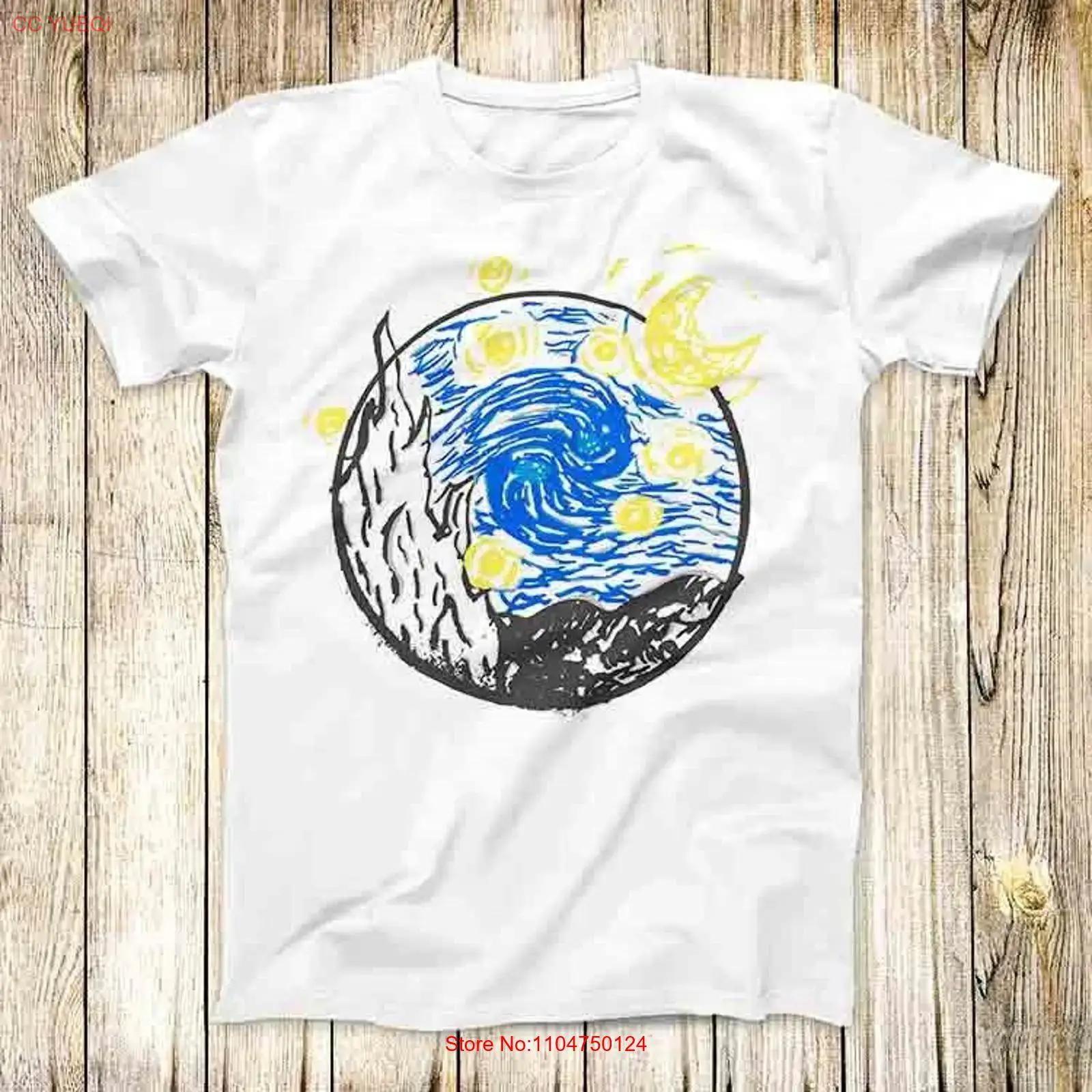 

Van Gogh Starry Night Art Cartoon T Shirt Meme Top 3675 vintage Washed Comfortable homme Casual Stylish graphic fashion 5XL різнокольоровий