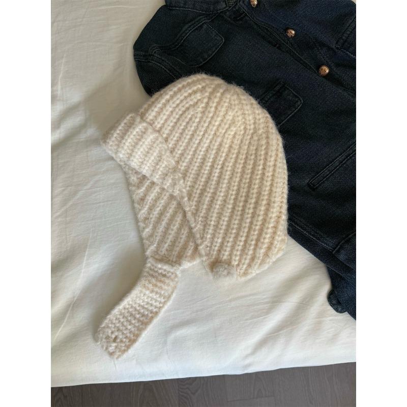 Knitted Ear Protection Hat for Women In Autumn and Winter Cold Proof and Warm Headed Woolen Hat  Small Lei Feng Hat Showing Face