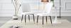 Juego de 2 sillas de comedor modernas blancas con tapicería de respaldo de cuero PU y patas de metal negro, adecuadas para comedor, cocina y dormitorio.