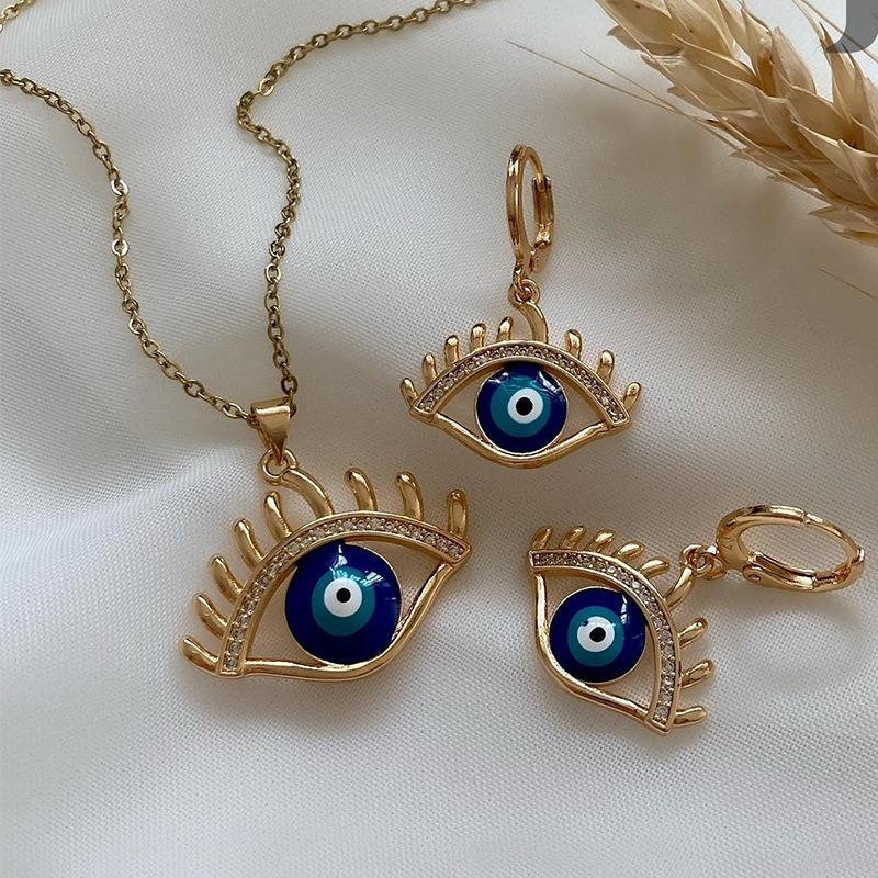 Set Colier Cercei Ochiul Diavolului Bijuterii Noi din Aliaj Cercei Pandantiv Exagerat Premium Femei