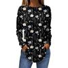 Women's Loose Round Neck Print Long Sleeve T-Shirt Top Pullover