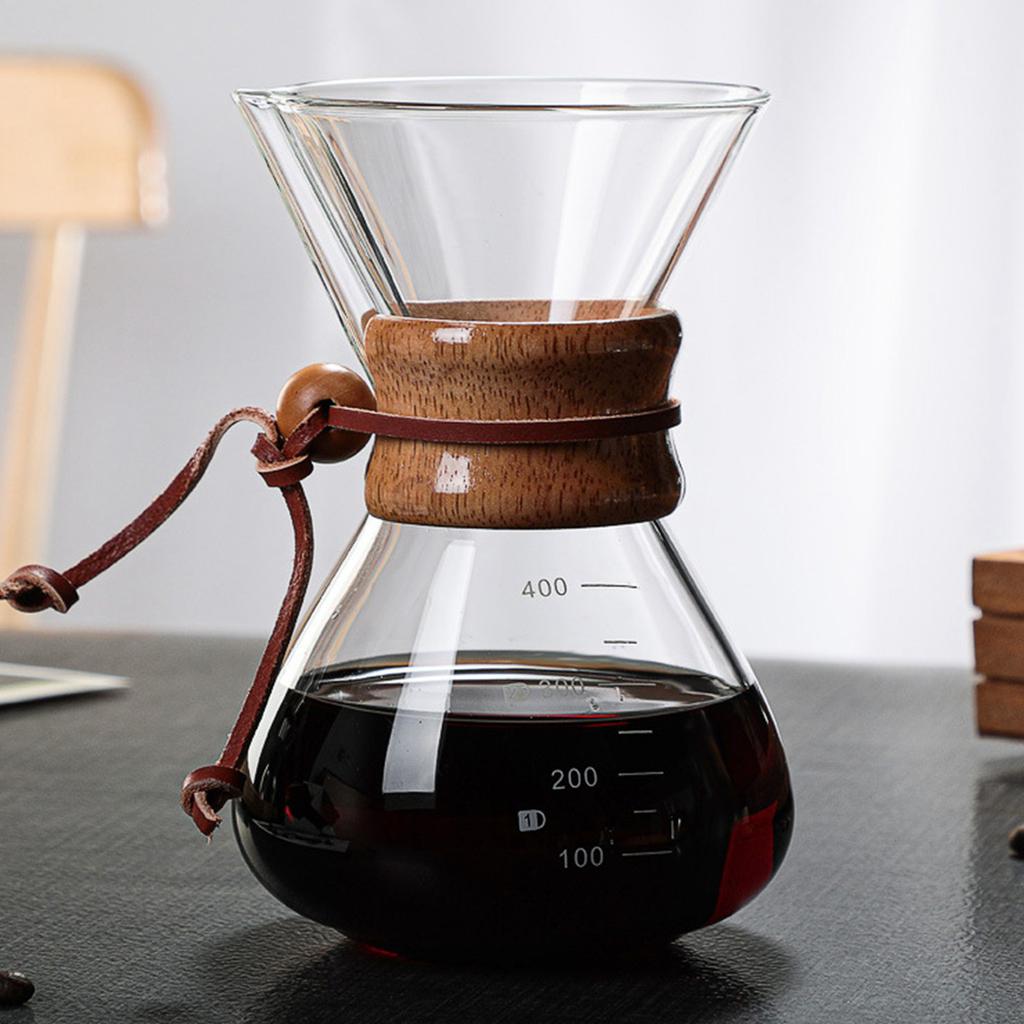 Hand Glass Coffee Kettle With Stainless Steel Filter Drip Brewing Hot Brewer Coffee Pot Dripper Barista Pour Over Coffee Maker