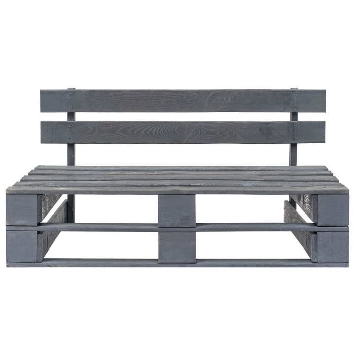 Banc palette de jardin en bois gris - VIDAXL - 2 personnes - 110x65x55cm