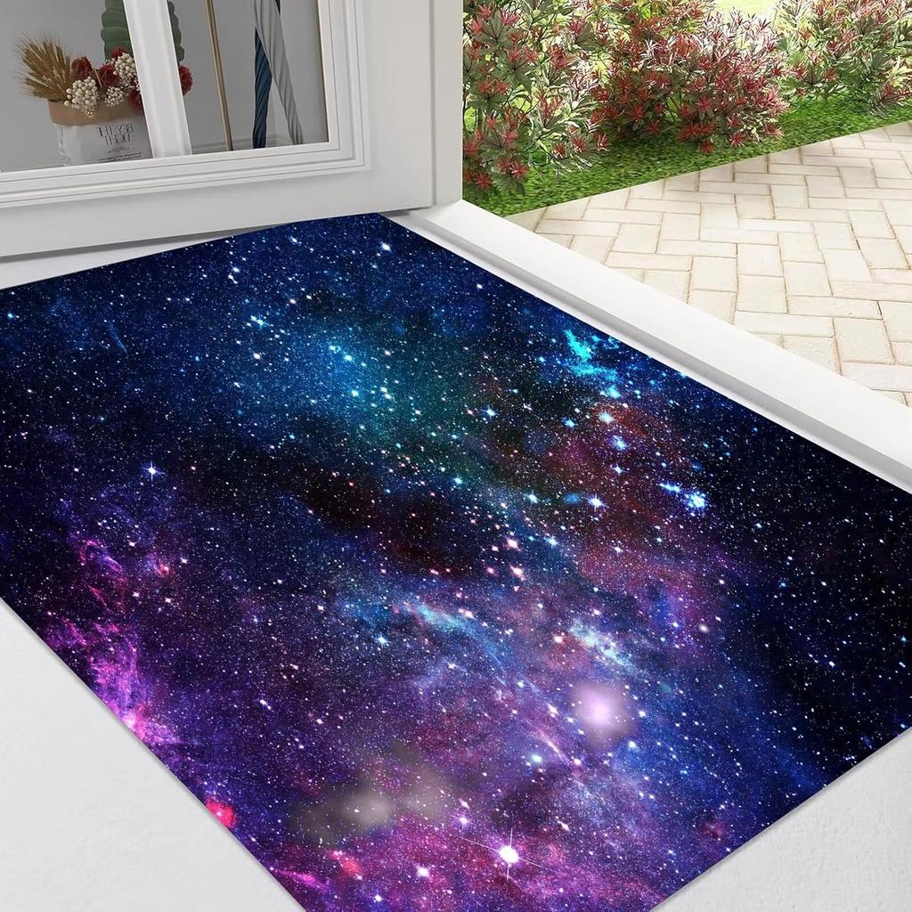 kxry 2 * 3 Feet Galaxy Soft Area Rugs for Kids Girls Boys Blue and Purple Outer Space Starry Sky Universe Floor Carpet for Living Room Bedro