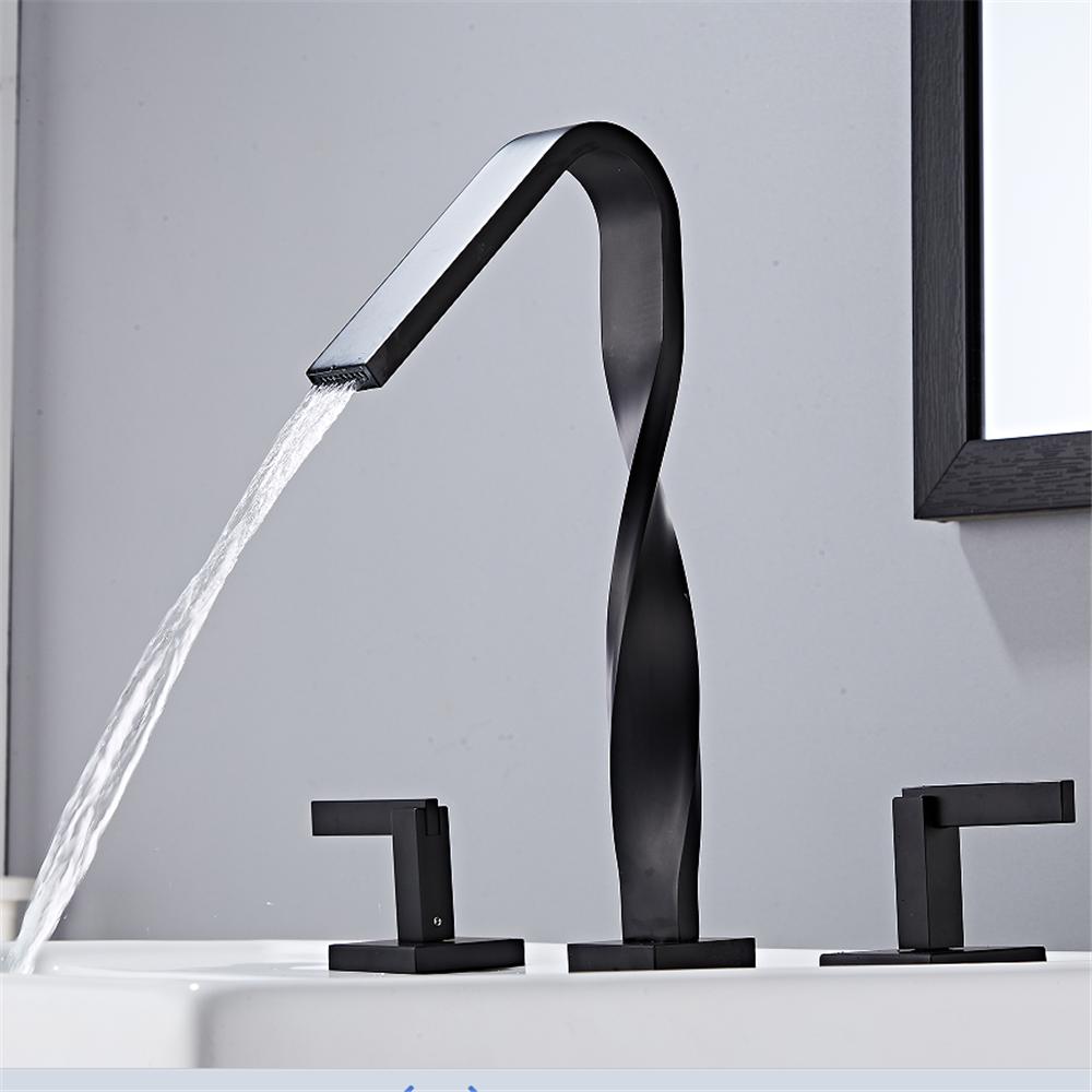 Brushed Gold Bathroom Faucet Gold Basin Sink Faucet Mixer Tap Widespread Black Wash basin Faucet 3 Hole Chrome Lavotory Faucet