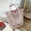 Stylish Double Sided Design Plaid Tote Bag Colorful Thicken Handbag Soft Large Capacity Woolen Tote Bag Daily Use
