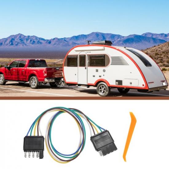 1 Set Trailer-Side 5-Pin Flat Wiring Harness 18 Guage Black