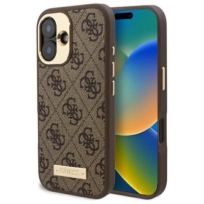 Guess Guhmp16Su4Gprw iPhone 16 6.1 Brązowy/Brown Twarde Etui 4G Płytka Z Logo Magsafe