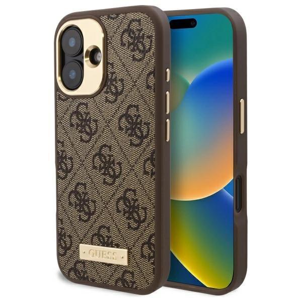 Guess Guhmp16Su4Gprw Iphone 16 6.1 Brązowy/Brown Hardcase 4G Logo Plate Magsafe