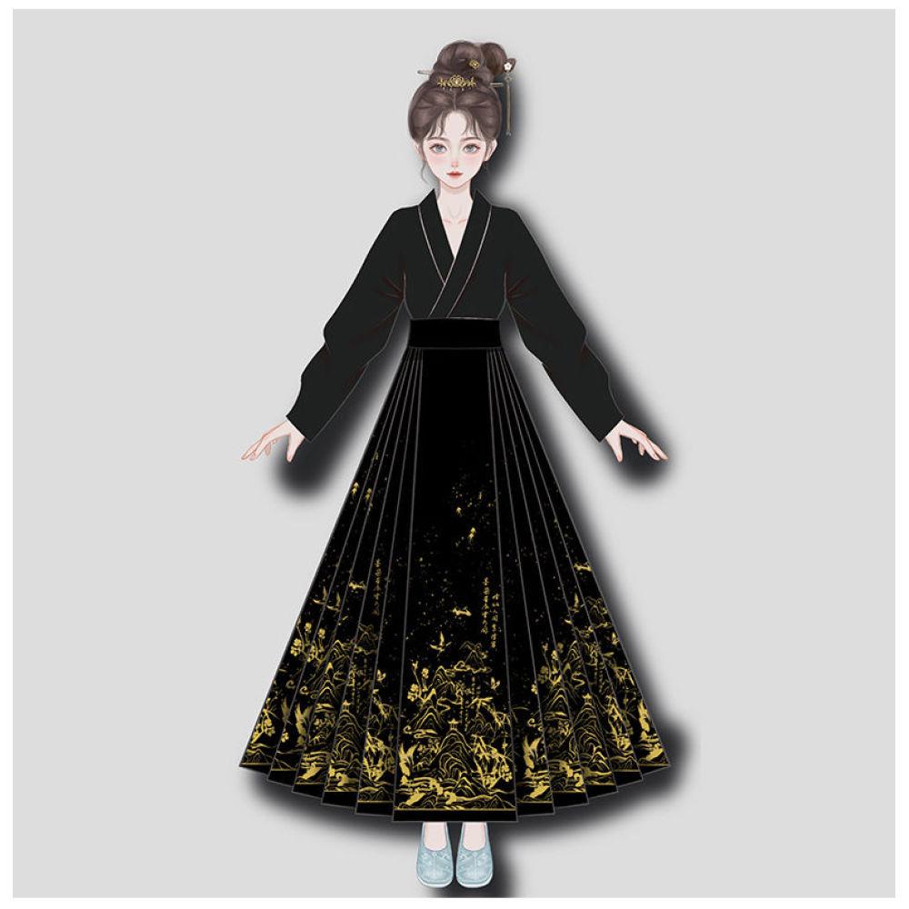 Sukně s koňskou tváří Kompletní sada Oblek ve stylu čínské dynastie Ming Denní Hanfu