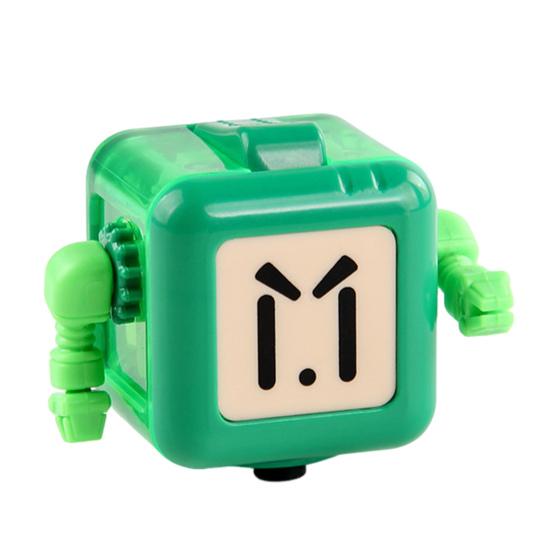 6-Side Stress Relief Cube Toy Multifunctional Anxiety Relief Cartoon Robot Sensory Cube with Spinning Arm Popping Button Joystick Toggle Switch